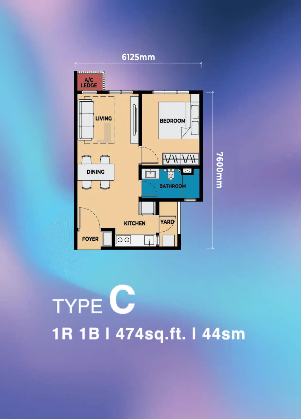 1 Bedroom Suite floor layout